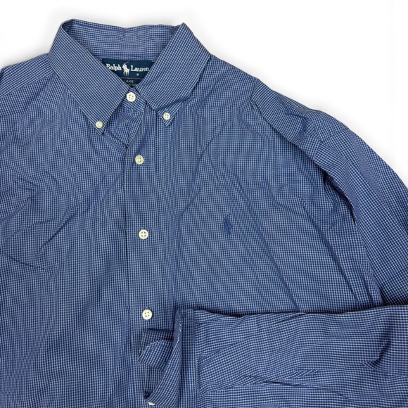 Ralph Lauren Other - Ralph Lauren Blake Mens XL Blue Micro Check Cotton Button Down Shirt Long Sleeve